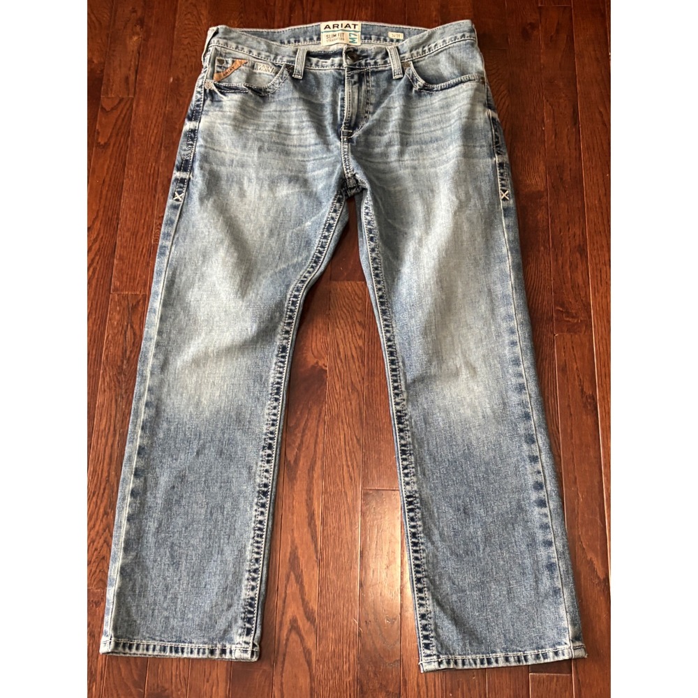 Ariat M7 Slim Fit Straight Leg Jeans Light Wash Denim 34x30 Mens